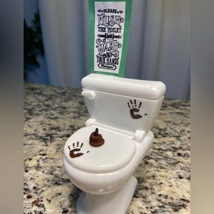 Elf funny toilet pooped on lid funny sign flush the toilet (elf not included)